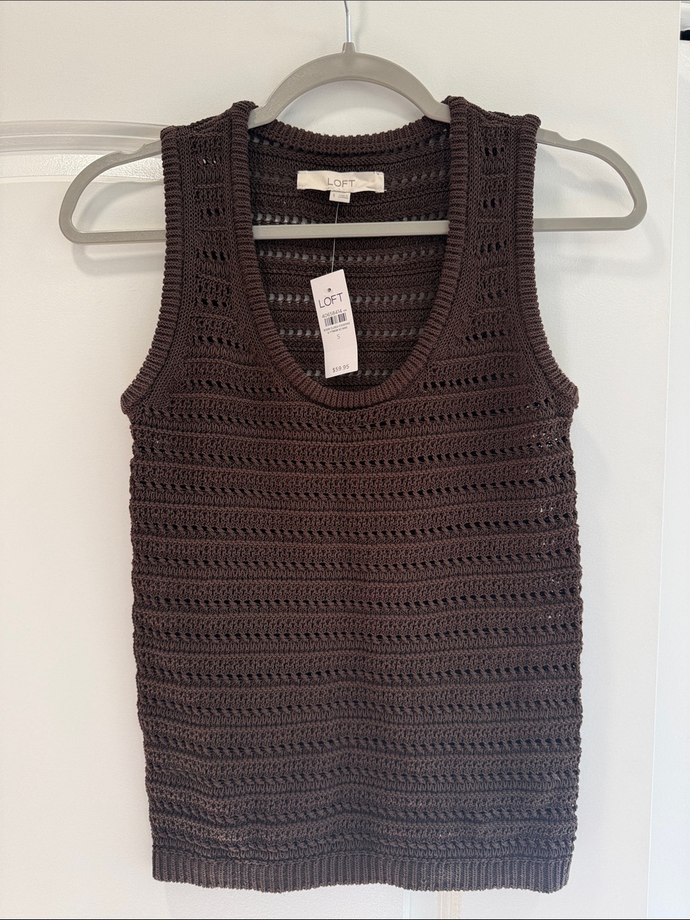 LOFT Brown Crochet Knit Tank Top woman’s size small